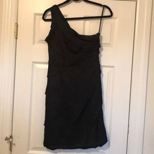 Dressbarn One Shoulder Layered Black Dress